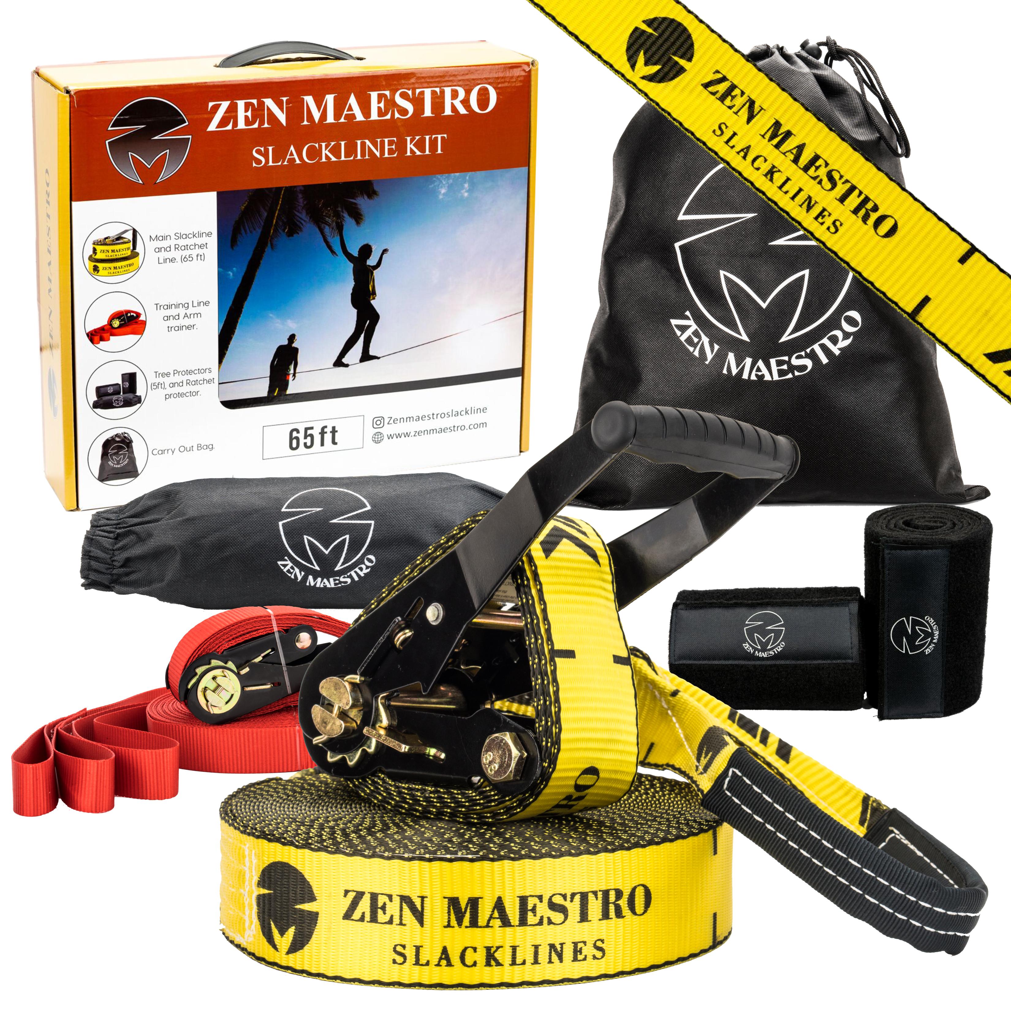Zen Maestro Slackline kit 65ft Complete with Tree & Ratchet Protectors
