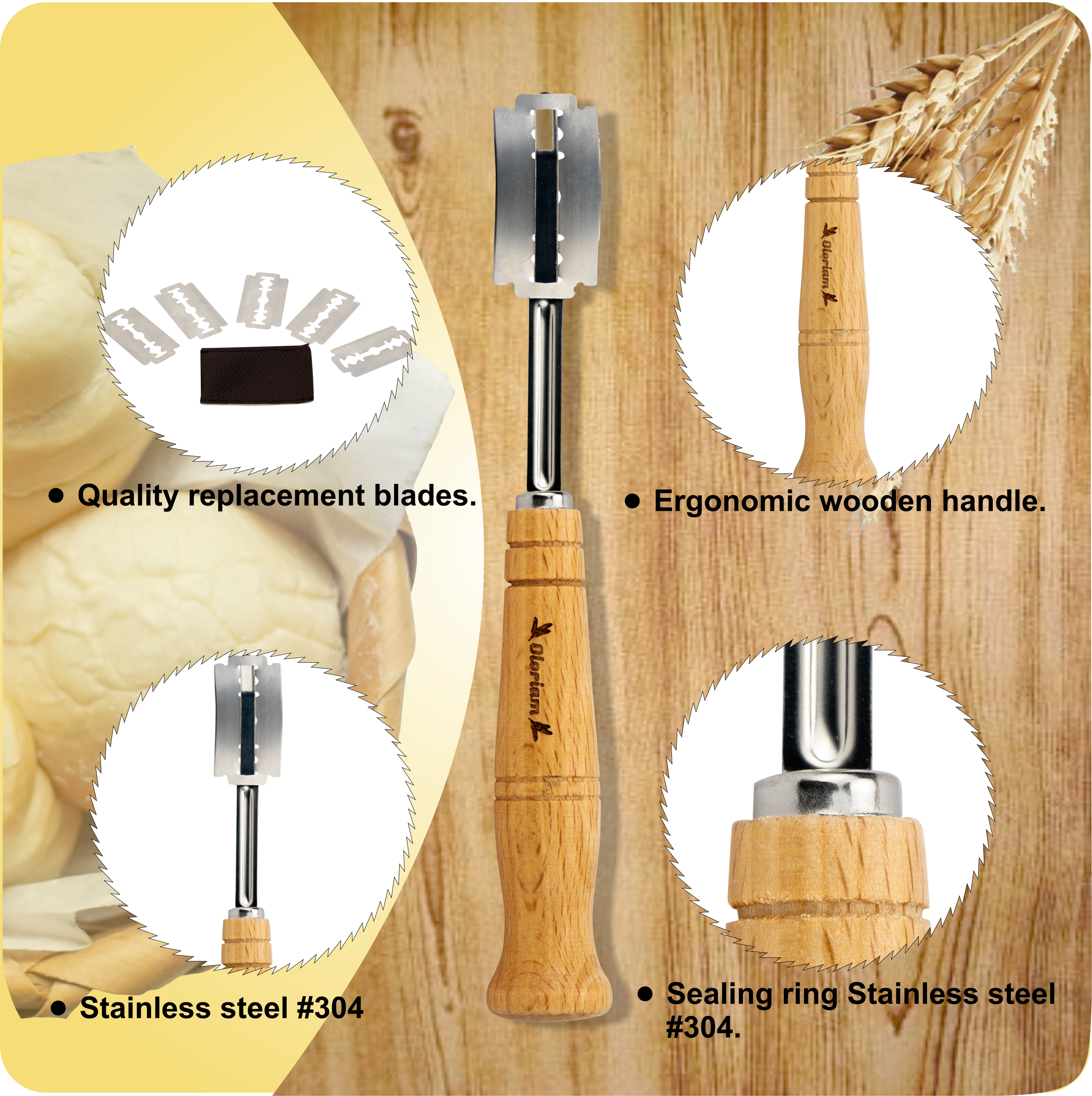 lame, wood handle - Whisk
