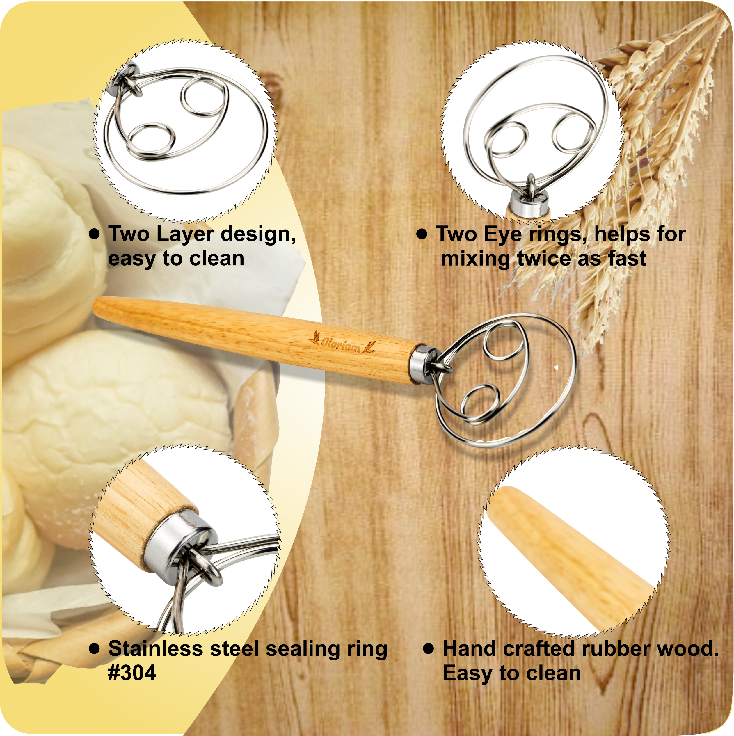 Bread Lame & Danish Dough Whisk set, Hand Crafted by Oloriam - P – Zen Maestro